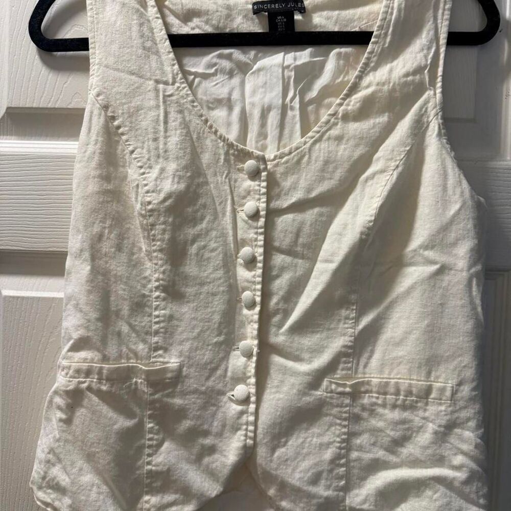 Sincerely Jules white linen vest